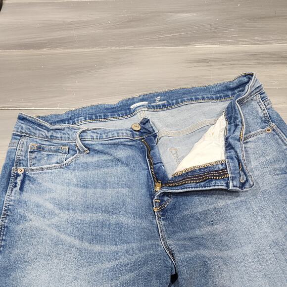 Old Navy Flare Ankle Jeans High Rise Size 14 Medium Wash Raw Hem Stretchy - Picture 4 of 10